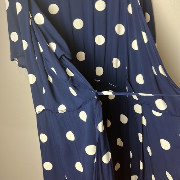 Blue wrap dress white polka dots 3X - Picture 3 of 7
